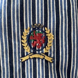 TOMMY HILFIGER 100% Cotton Blue Striped long sleeve shirt Vintage